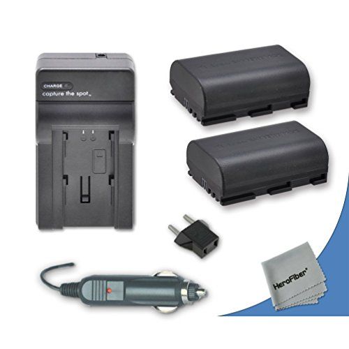  HeroFiber 2 High Capacity Replacement Canon LP-E6 Batteries with AC/DC Quick Charger Kit for Canon EOS 5D Mark II DSLR Camera