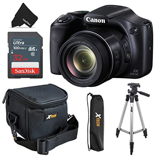  Canon Powershot SX530 HS 16.0 MP Digital Camera with 50x Zoom, Wi-Fi & 1080p Full HD Video + NB-6L Battery & AC/DC Charger + 10pc Bundle 32GB Deluxe Accessory Kit w/HeroFiber Gentl