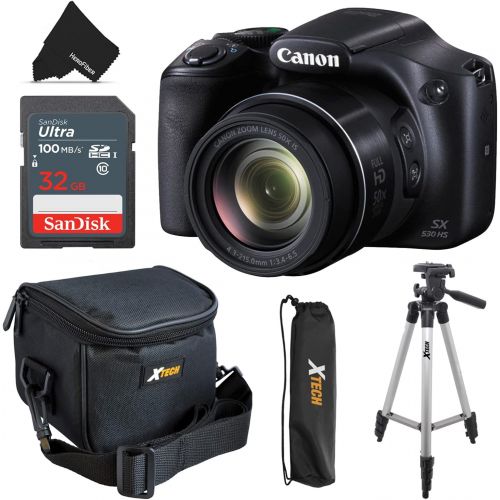  Canon Powershot SX530 HS 16.0 MP Digital Camera with 50x Zoom, Wi-Fi & 1080p Full HD Video + NB-6L Battery & AC/DC Charger + 10pc Bundle 32GB Deluxe Accessory Kit w/HeroFiber Gentl