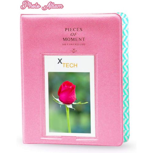  HeroFiber Xtech FujiFilm Instax Mini 9/8 Flamingo PINK Accessories Kit with Flamingo Pink Camera Case with Strap + Photo Album + Colorful Frames + Sticker Frames + Large Selfie Mirror + 4 Co