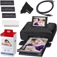HeroFiber Canon SELPHY CP1300 Desktop or Portable Inkjet Laser Bluetooth Wireless Compact (4x6 Label) Photo Printer (Black) Canon KP-108IN Color Ink Paper Set Includes USB Printer Cable Gent
