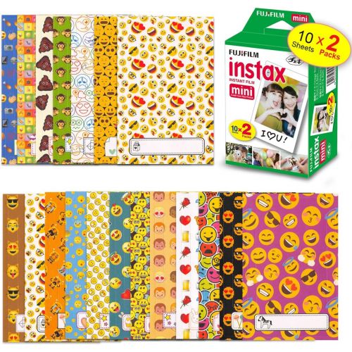  HeroFiber FujiFilm Instax Mini 9 Instant Camera Cobalt Blue + Fuji INSTAX Film (20 Sheets) + Custom Camera Case + Instax Album + 60 Colorful Stickers + 20 Emoji Stickers + Fun Frames + 4 Col