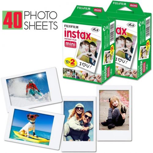  HeroFiber Fujifilm Instax Mini Twin Pack Instant Film -5 pack (100 sheets) for Fujifilm Instax Mini 7s, Mini 8, Mini 9, Mini 25, Mini 50S, Mini 90, SP-1 & SP-2 Smartphone Printers