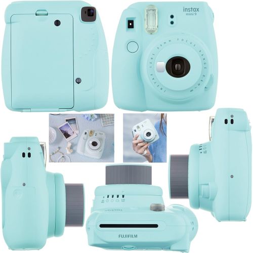  HeroFiber Fujifilm Instax Mini 9 Instant Camera Lime Green + Fuji INSTAX Film (40 Sheets) + Accessories Kit Bundle + Custom Case with Strap + Assorted Frames + Photo Album + 60 Colorful Stic