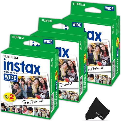 후지필름 HeroFiber FujiFilm Instax Wide Instant Film 4 Pack (4 x 20) Total of 80 Photo Sheets - Compatible with FujiFilm Instax Wide 300, 210 and 200 Instant Cameras