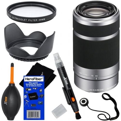  HeroFiber Sony E 55-210mm f4.5-6.3 OSS E-Mount Telephoto Zoom Lens - Silver - International Version (No Warranty) for a3000, a5000, a6000, Alpha NEX-3, NEX-3N, NEX-5N, NEX-5R, NEX-5T, NEX-6