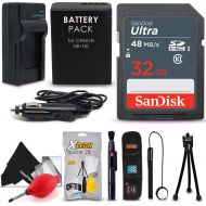 HeroFiber SanDisk 32GB Ultra SD Memory Card + NB-10L Battery  Charger + Xtech Starter Kit for Canon PowerShot G1 X, G3 X, G15, G16, SX40 HS, SX50 HS, SX60 HS Digital Cameras