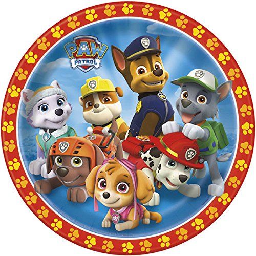  HeroFiber Paw Patrol Party for 16 - Plates, Cups, Napkins, Balloons, Inflatable Happy Birthday Banner, Masks, Loot Bags, Hanging Swirls, Tattoos, Table Cover, Blowouts - Decoration