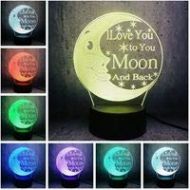 HeroStore Love You Word Moon 3D LED USB Lamp Atmosphere Mood 7 Colors Changing Night Light Lover Birthday Gift Home Decor Lava