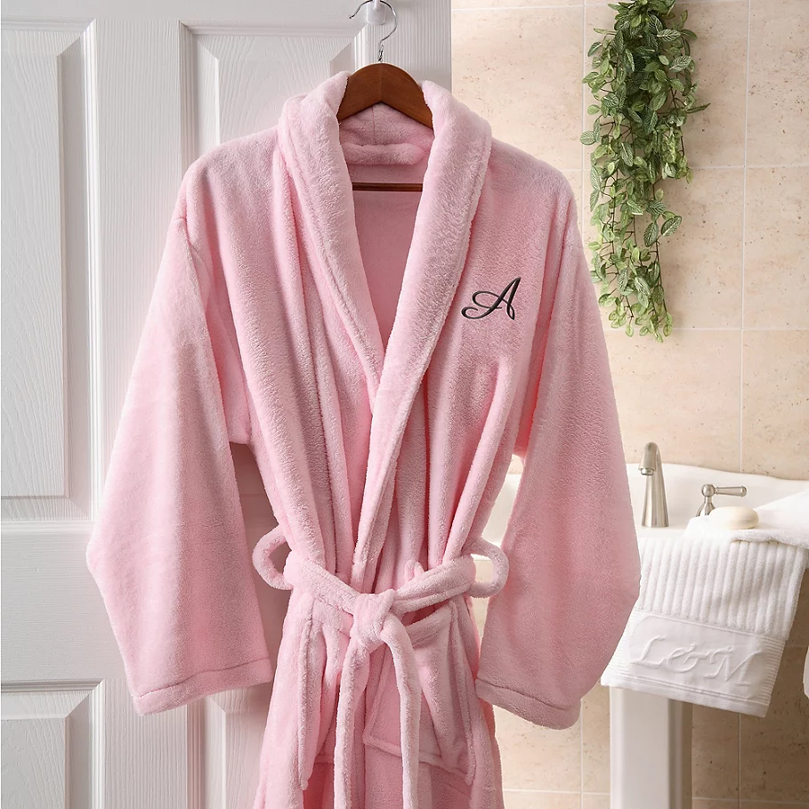 Hers Embroidered Luxury Fleece Robe in Pink