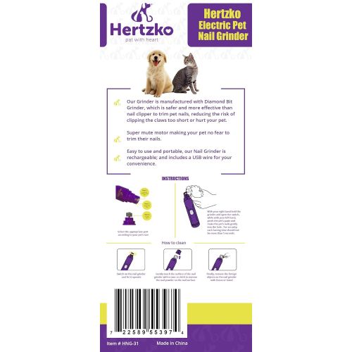  [아마존 핫딜]  [아마존핫딜]Hertzko Electric Pet Nail Grinder Gentle, Painless Paws Grooming, Trimming, Shaping, and Smoothing for Dogs, Cats, Small Animals - Portable & Rechargeable, Includes USB Wire