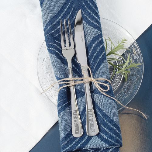  Herz & Heim Gifts and Gadgets Online 12-Piece Steak Cutlery Set in Gift Box Iron-on Transfer with Personal Name Engraved Greeting Text