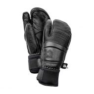Hestra Mens Ski Gloves: Fall Line Winter Cold Weather Leather 3-Finger Mittens