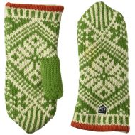 Hestra Womens Wool Mittens: Nordic Knit Winter Gloves, Green/Off White, 6