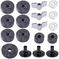 [아마존베스트]Heveer Cymbal Accessories Replacement Sleeves Cymbal Felt with Cymbal Washer and Wing Nuts Felt Hi Hat Cup Coupling Set for Drum 18 Pieces