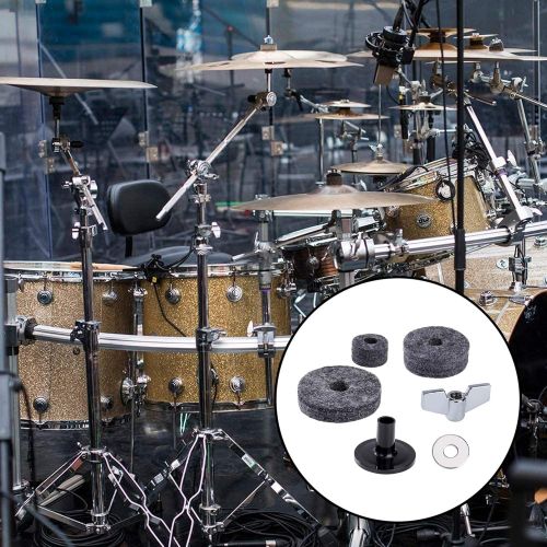  [아마존베스트]Heveer Cymbal Accessories Replacement Sleeves Cymbal Felt with Cymbal Washer and Wing Nuts Felt Hi Hat Cup Coupling Set for Drum 18 Pieces