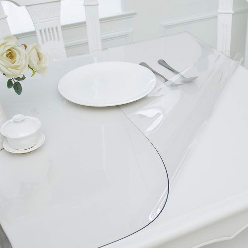  Hewaba Home Rectangle PVC Table Protector - 24 x 48 Inches, 2mm Thick Custom Clear Waterproof Plastic Tablecloth, Kitchen Dining Room Wooden Furniture Protective Cover