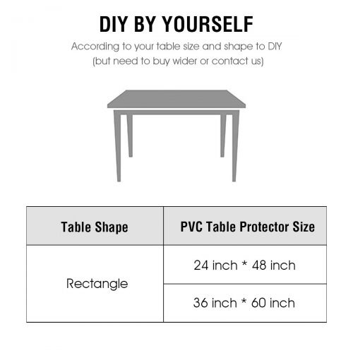  Hewaba Home Rectangle PVC Table Protector - 24 x 48 Inches, 2mm Thick Custom Clear Waterproof Plastic Tablecloth, Kitchen Dining Room Wooden Furniture Protective Cover