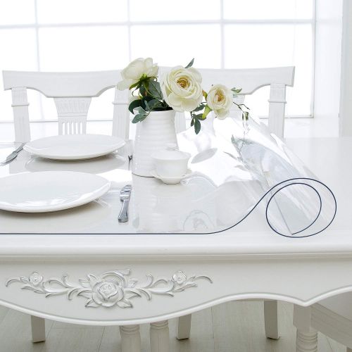  Hewaba Home Rectangle PVC Table Protector - 24 x 48 Inches, 2mm Thick Custom Clear Waterproof Plastic Tablecloth, Kitchen Dining Room Wooden Furniture Protective Cover