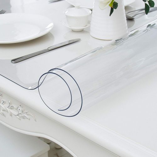  Hewaba Home Rectangle PVC Table Protector - 24 x 48 Inches, 2mm Thick Custom Clear Waterproof Plastic Tablecloth, Kitchen Dining Room Wooden Furniture Protective Cover