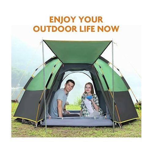 Hewolf Waterproof Instant Camping Tent - 2/3/4 Person Easy Quick Setup Dome Family Tents for Camping,Double Layer Flysheet Can be Used as Pop up Sun Shade