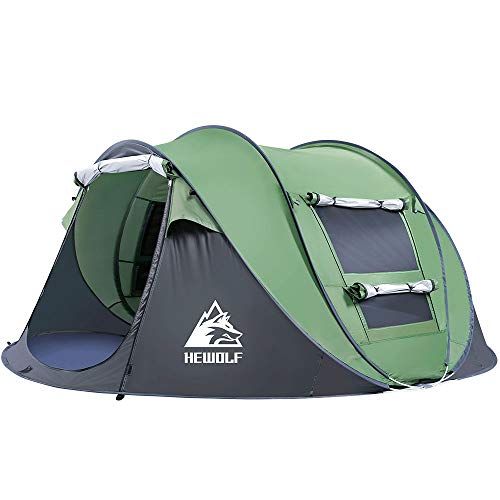  Hewolf 2/4 Person Pop Up Camping Tent,Instant Easy Setup,Waterproof,Automatic Family Tent for Camping,Hiking & Traveling