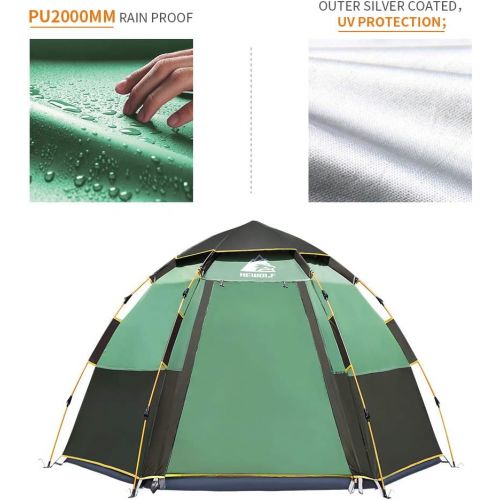  Hewolf Waterproof Instant Camping Tent - 2-3 Person Easy Quick Setup Dome Family Tents for Camping,Double Layer Flysheet Can be Used as Pop up Sun Shade