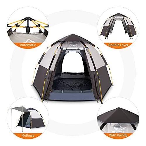  Hewolf Waterproof Instant Camping Tent - 2-3 Person Easy Quick Setup Dome Family Tents for Camping,Double Layer Flysheet Can be Used as Pop up Sun Shade