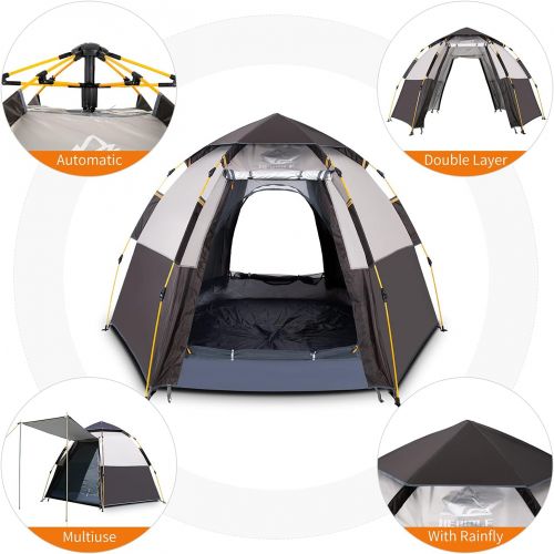  Hewolf Waterproof Instant Camping Tent - 2-3 Person Easy Quick Setup Dome Family Tents for Camping,Double Layer Flysheet Can be Used as Pop up Sun Shade