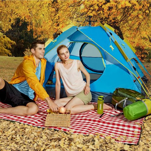  Hewolf Camping Tent 3-4 Person [Instant Tent] Waterproof [Double Layer] [Quick Setup] 3 Season Family Beach Tent UV Protection Carry Bag