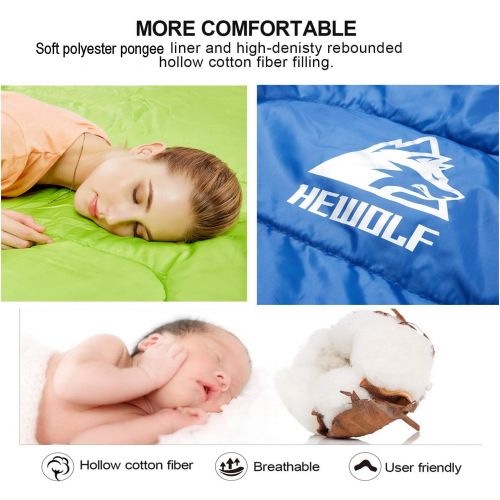  Hewolf Camping Sleeping Bag Cold Weather Double Sleeping Bag Adult Envelope Flannel Sleeping Bag Waterproof Lightweight Extra Large Camping Quilt Portable Camping Gear Equipment wi