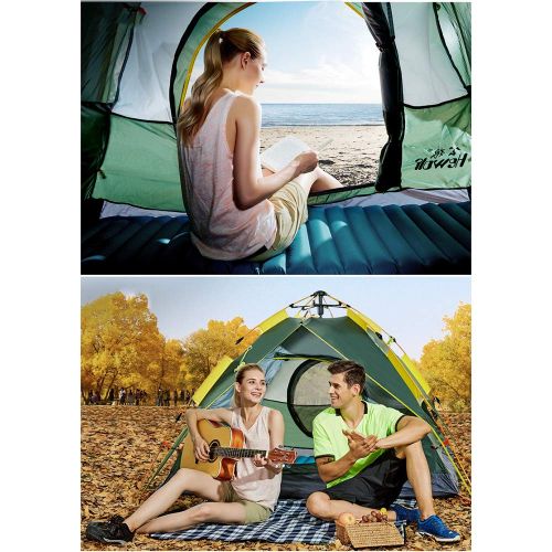 Hewolf,Instant Beach Tent Sun Shelter 3-4 Person, Pop Up Beach Umbrella Easy Setup Portable Sun Shade Tent with SPF 50+ UV Protection for Kids Family