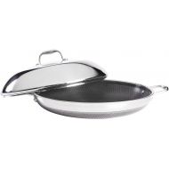 HexClad 14 Inch Hybrid Stainless Steel Frying Pan with Lid, Stay-Cool Handle - PFOA Free, Dishwasher and Oven Safe, Non Stick, Works with Induction Cooktop, Gas, Ceramic, and Elect