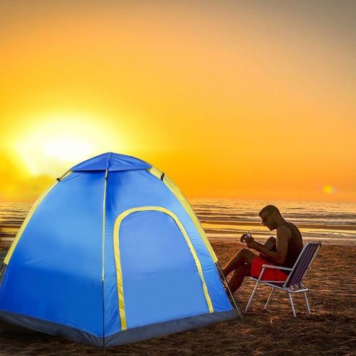  Hexagonal Waterproof Outdoor Camping Pop up Tent - Blue