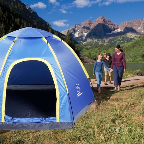  Hexagonal Waterproof Outdoor Camping Pop up Tent - Blue