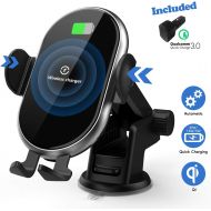 [아마존 핫딜] Wireless Car Charger, Hexdeer 10W/7.5W Qi Fast Charging Auto Clamping Car Wireless Charger Mount with QC 3.0 Fast Charger, Dashboard Windshield Air Vent Phone Holder for Smartphone