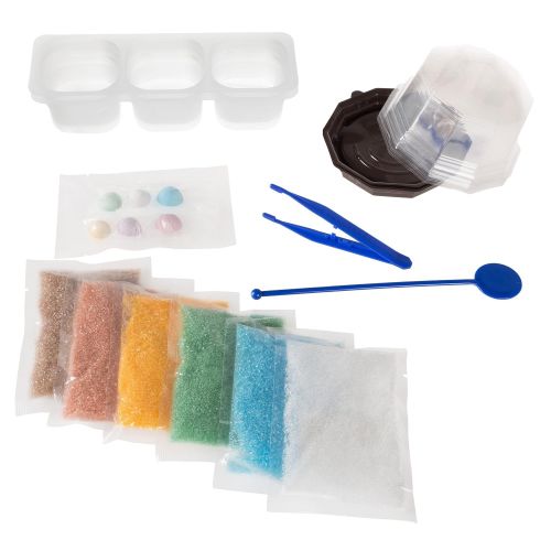  Hey! Play! Crystal Growing Kit for Kids with 6 Color Options and Display Cases- Science Lab Experiment Set for Learning STEM, Geology, Chemistry