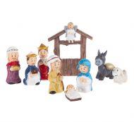 Hey!Play! Nativity Kids Playset - Hand Painted Christmas Childrens Manger Scene Indoor Decor & Bible Toys for Sunday School, Holiday Decoration