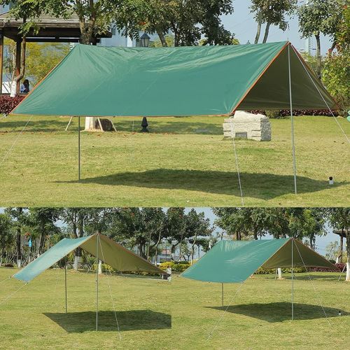  Hey Waterproof Camping Tarp, Awning Lightweight Tent, Multifunctional Waterproof Windproof Hammock Rain Fly Tent Tarp for Camping, Backpacking, Hiking Green