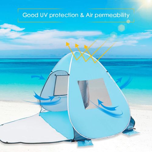  Hey Outdoor Camping Tent, Pop Up 3-4 Person Beach Ten, UPF 50+ Beach Tent Sun Shelter Instant Automatic Portable Sport Canopy, Big Portable Automatic Sun Umbrella, Fit Camping, Hiking