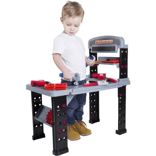  Hey! Play! Pretend Play 75-Piece Tool Set & Adjustable Workbench