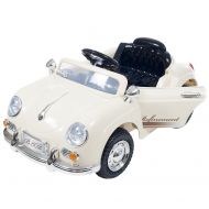 Ride On Toy Car, Battery Powered Classic Sports Car With Remote Control and Sound by Hey! Play!  Toys for Boys and Girls, 2  5 Year Olds (Cream)