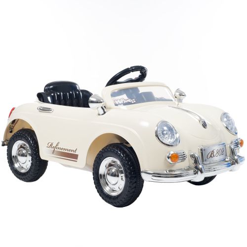  Ride On Toy Car, Battery Powered Classic Sports Car With Remote Control and Sound by Hey! Play!  Toys for Boys and Girls, 2  5 Year Olds (Cream)