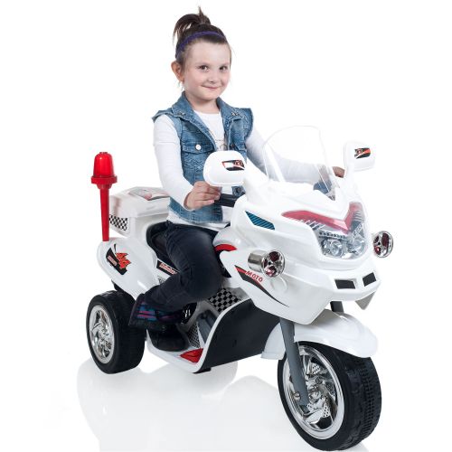  Ride on Toy, 3 Wheel Motorcycle Trike for Kids, Battery Powered Ride On Toy by Hey! Play!  Ride on Toys for Boys and Girls, 2 - 6 Year Old - White