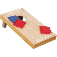 [아마존베스트]Hey! Play! Tabletop Cornhole  Classic Mini Travel Wood Beanbag Toss Skill Board Game with Football Field Design for Kids and Adults (Single Board)
