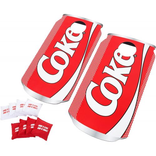  Hey! Play! Coca Cola Cornhole Outdoor Game Set with 8 Bean Bags