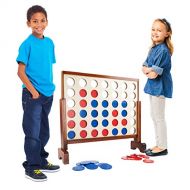 Hey! Play! 4-in-A-Row-Giantt Classic Wooden Game for Indoor & Outdoor Play-22 Player Strategy & Skill Fun Backyard Lawn Toy for Kids & Adults