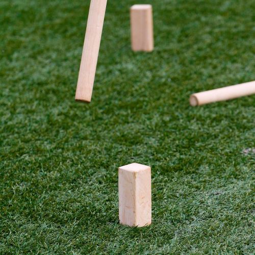  Hey! Play! Kubb Viking Chess Game  Wood Outdoor Lawn Game Set, Combines Bowling & Horseshoes, Strategic Party Fun for Adults, Families or Kids