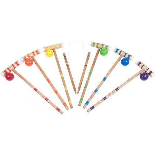  Croquet Set- Wooden Outdoor Deluxe Sports Set with Carrying Case- Fun Vintage Backyard Lawn Recreation Game, Kids or Adults by Hey! Play! (6 Players)