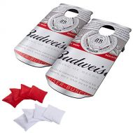 Busch Hey! Play! Budweiser Cornhole Outdoor Game Set, 2 Wooden Anheuser Can-Shaped Corn Hole Toss Boards with 8 Bean Bags